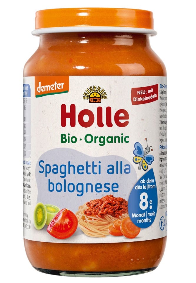Produkt HOLLE (żywność dla niemowląt) SPAGHETTI BOLOGNESE BEZ DODATKU CUKRÓW OD 8 MIESIĄCA DEMETER BIO 220 g (SŁOIK) - HOLLE 7640230491761