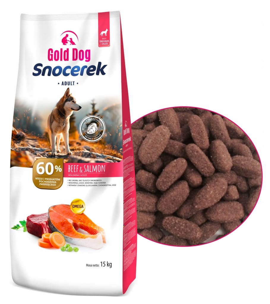 Produkt WHISKAS Sucha karma dla psa GOLD DOG Snocerek  Beef & Salmon Karma dla psa 15 kg 005642