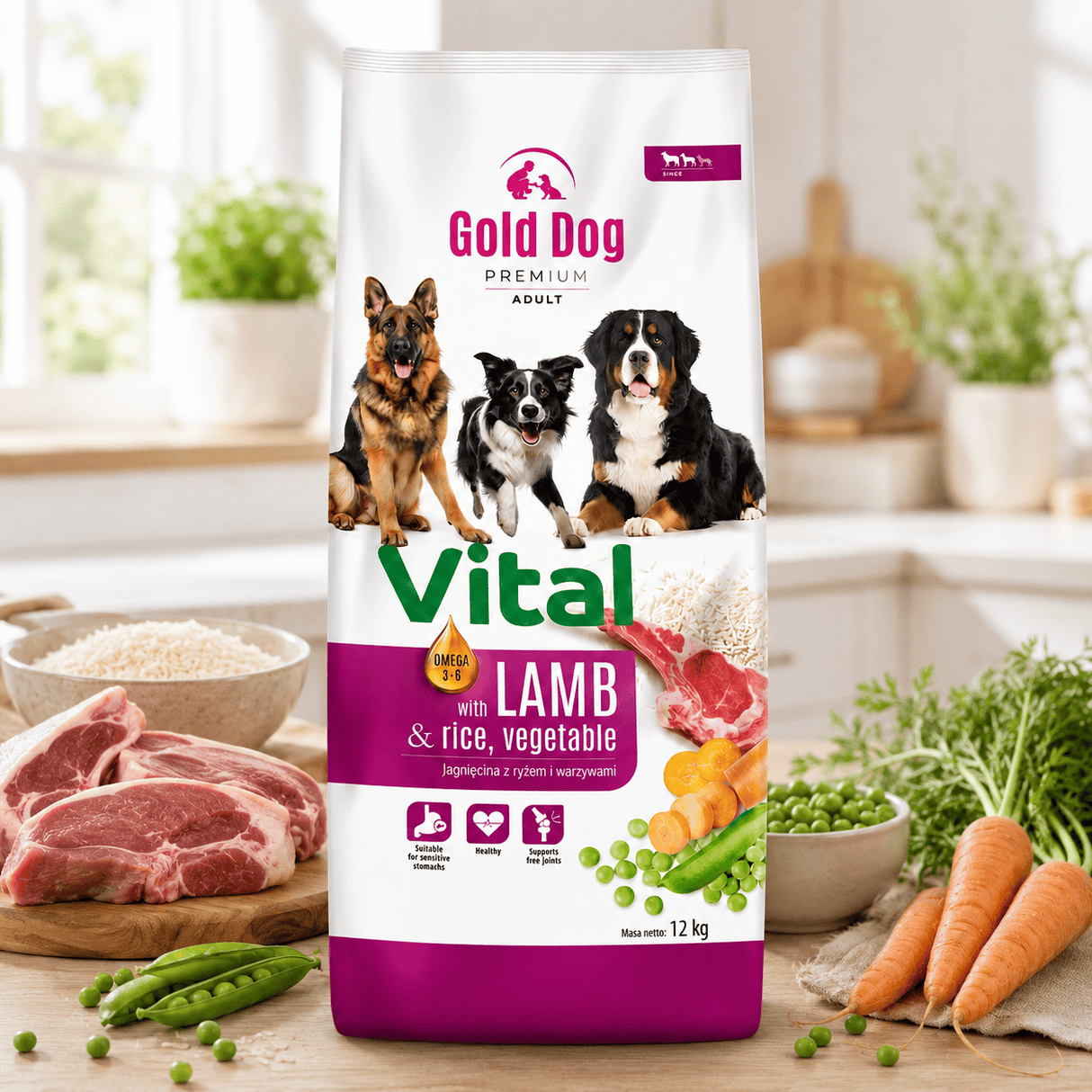 Produkt GOLD DOG Sucha karma dla psa Karma dla psa GOLD DOG Vital Lamb Rice & Vegetables  12kg 005654