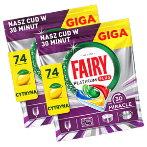 Produkt FAIRY Tabletki i kapsułki do zmywarki 2x Kapsułki do zmywarki FAIRY Platinum Plus 30 Minute Miracle Lemon 74 szt K_006523_2