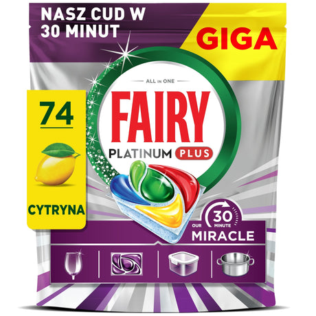Produkt FAIRY Tabletki i kapsułki do zmywarki 2x Kapsułki do zmywarki FAIRY Platinum Plus 30 Minute Miracle Lemon 74 szt K_006523_2