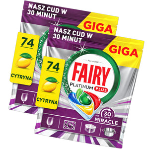 Produkt FAIRY Tabletki i kapsułki do zmywarki 2x Kapsułki do zmywarki FAIRY Platinum Plus 30 Minute Miracle Lemon 74 szt K_006523_2