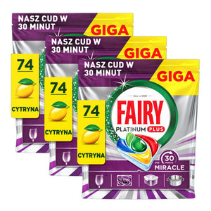 Produkt FAIRY Tabletki i kapsułki do zmywarki 3x Kapsułki do zmywarki FAIRY Platinum Plus 30 Minute Miracle Lemon 74 szt K_006523_3