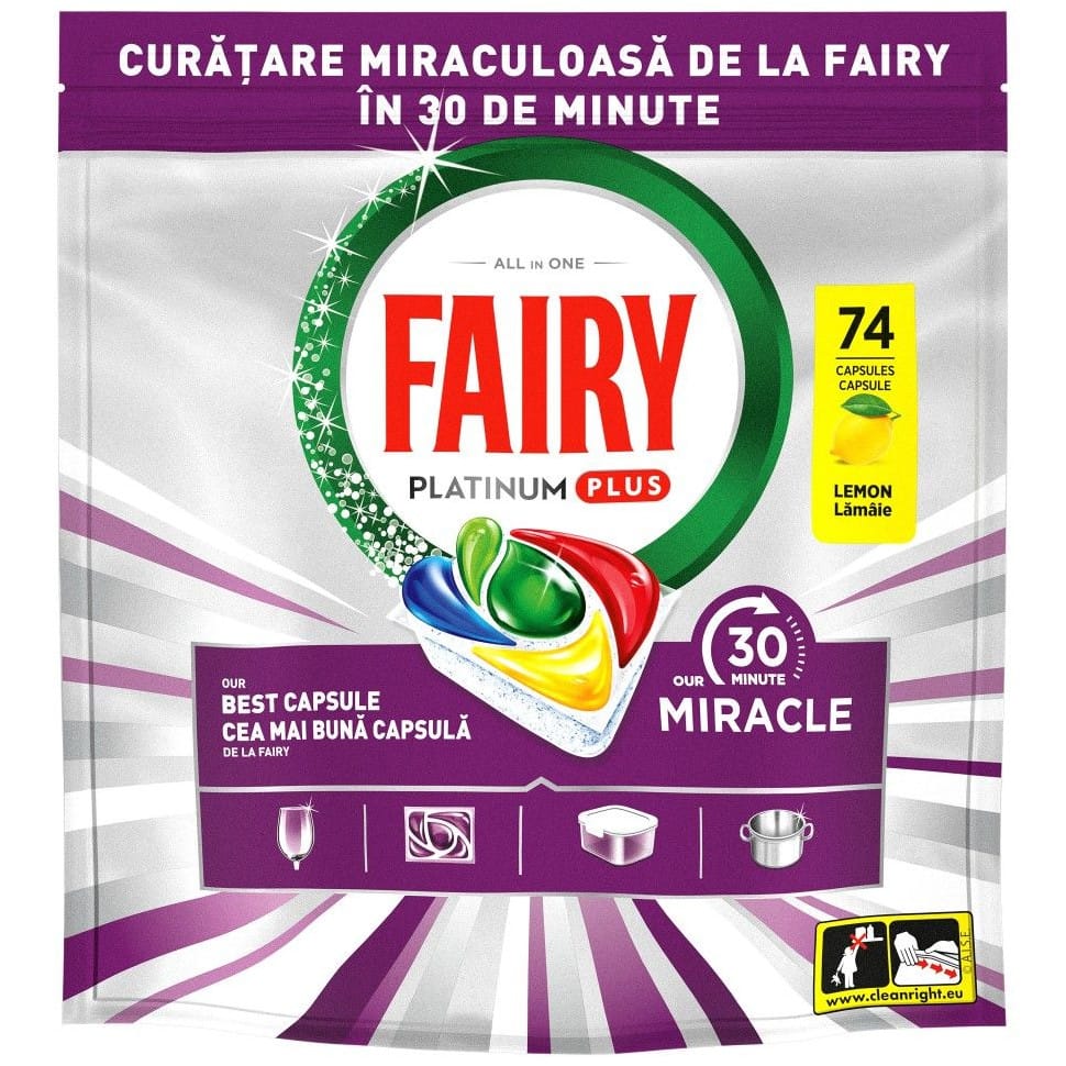Produkt FAIRY Tabletki i kapsułki do zmywarki 3x Kapsułki do zmywarki FAIRY Platinum Plus 30 Minute Miracle Lemon 74 szt K_006523_3