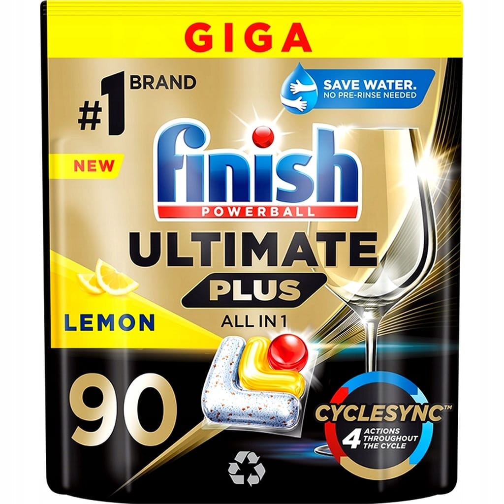 Produkt FINISH Tabletki i kapsułki do zmywarki 3x Kapsułki do zmywarki FINISH 90szt Ultimate Plus All in 1 Tabs Lemon K_001798_3