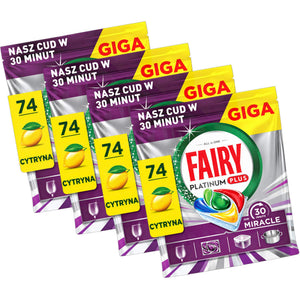 Produkt FAIRY Tabletki i kapsułki do zmywarki 4x Kapsułki do zmywarki FAIRY Platinum Plus 30 Minute Miracle Lemon 74 szt K_006523_4