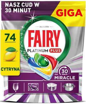 Produkt FAIRY Tabletki i kapsułki do zmywarki 4x Kapsułki do zmywarki FAIRY Platinum Plus 30 Minute Miracle Lemon 74 szt K_006523_4