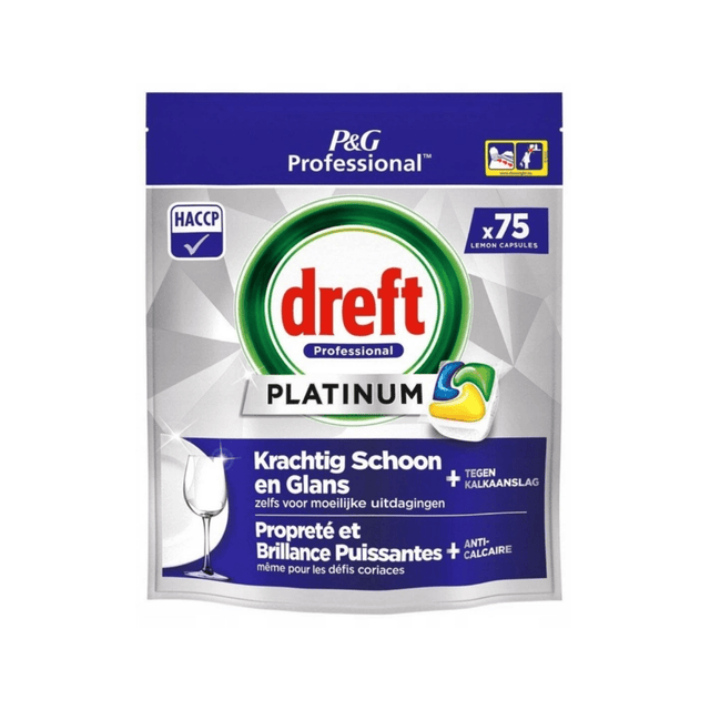 Produkt DREFT Tabletki i kapsułki do zmywarki Kapsułki do zmywarki DREFT All in One Lemon Platinum 75szt 052746