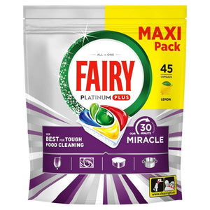 Produkt FAIRY Tabletki i kapsułki do zmywarki Kapsułki do zmywarki FAIRY Platinum Plus 30 Minute Miracle Lemon 74 szt 006523