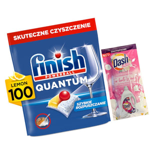 Produkt FINISH Tabletki i kapsułki do zmywarki Kapsułki do zmywarki FINISH AllinOne Lemon 100szt + GRATIS Płyn DASH Color 2in1 Z01008