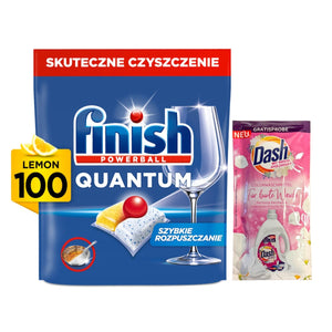 Produkt FINISH Tabletki i kapsułki do zmywarki Kapsułki do zmywarki FINISH AllinOne Lemon 100szt + GRATIS Płyn DASH Color 2in1 Z01008