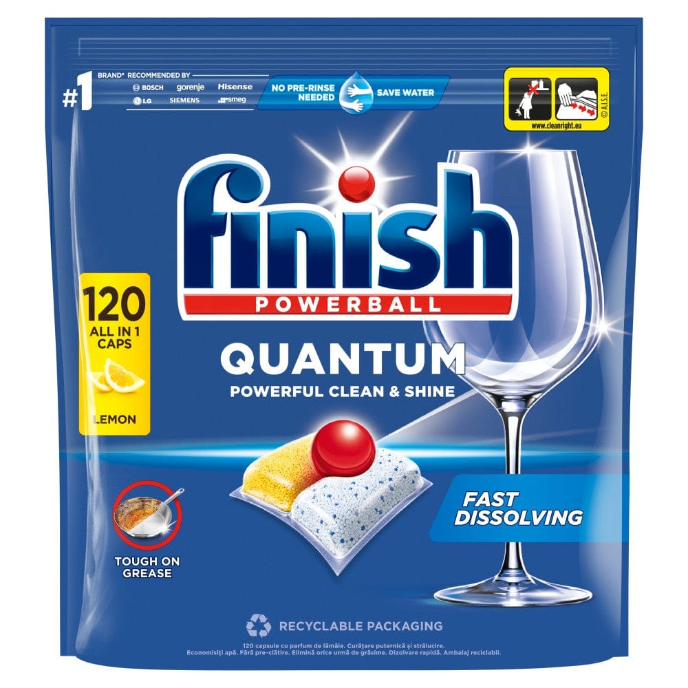 Produkt FINISH Tabletki i kapsułki do zmywarki Kapsułki do zmywarki FINISH Quantum Lemon 120szt 002643