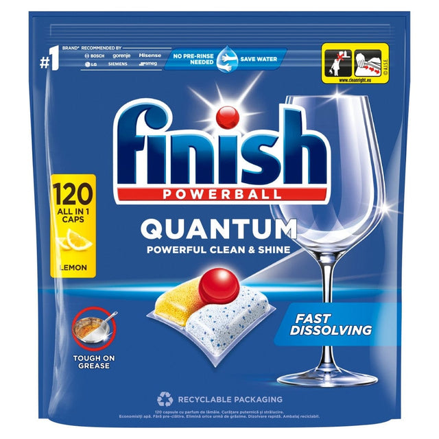 Produkt FINISH Tabletki i kapsułki do zmywarki Kapsułki do zmywarki FINISH Quantum Lemon 120szt 002643