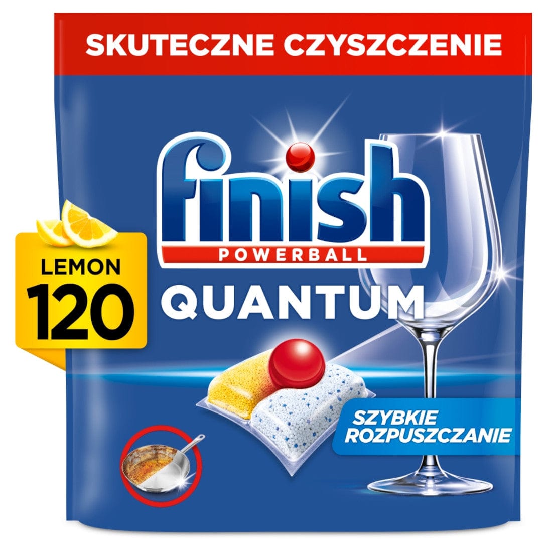 Produkt FINISH Tabletki i kapsułki do zmywarki Kapsułki do zmywarki FINISH Quantum Lemon 120szt 002643