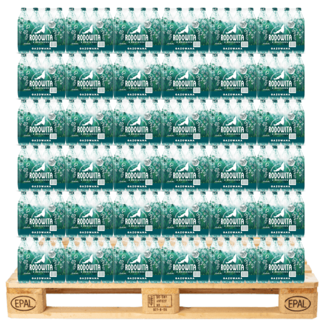 Produkt RODOWITA Woda Woda mineralna RODOWITA z Roztocza gazowana Paleta 1296x 0,6 l K_038962_1296