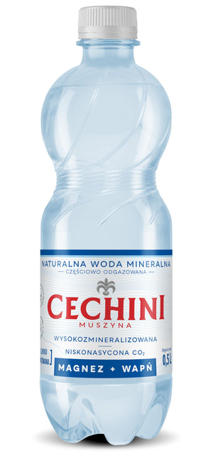 Produkt CECHINI MUSZYNA Woda wysokomineralizowana 18x Woda niskonasycona CECHINI MUSZYNA wysokozmineralizowana 0,5l K_004789_18