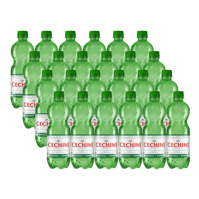 Produkt CECHINI MUSZYNA Woda wysokomineralizowana 24x Woda średnionasycona CECHINI MUSZYNA wysokozmineralizowana 0,5l K_004788_24