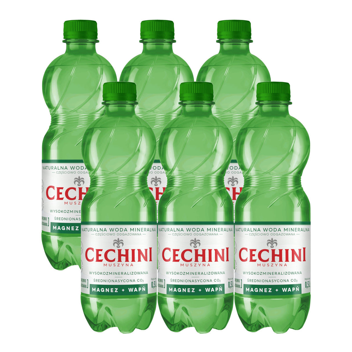 Produkt CECHINI MUSZYNA Woda wysokomineralizowana 6x Woda średnionasycona CECHINI MUSZYNA wysokozmineralizowana 0,5l K_004788_6