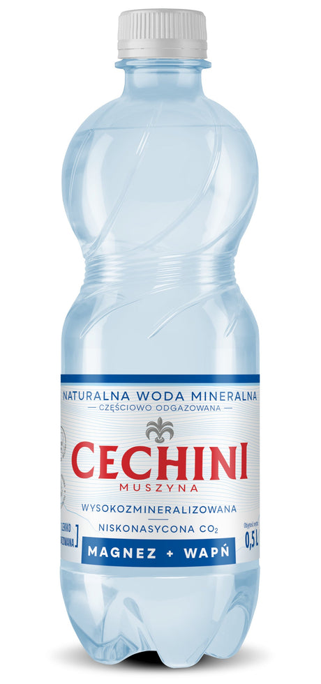 Produkt CECHINI MUSZYNA Woda wysokomineralizowana Woda niskonasycona CECHINI MUSZYNA wysokozmineralizowana 0,5l 004789