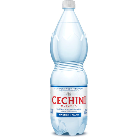 Produkt CECHINI MUSZYNA Woda wysokomineralizowana Woda niskonasycona CECHINI MUSZYNA wysokozmineralizowana 1,75l 004804