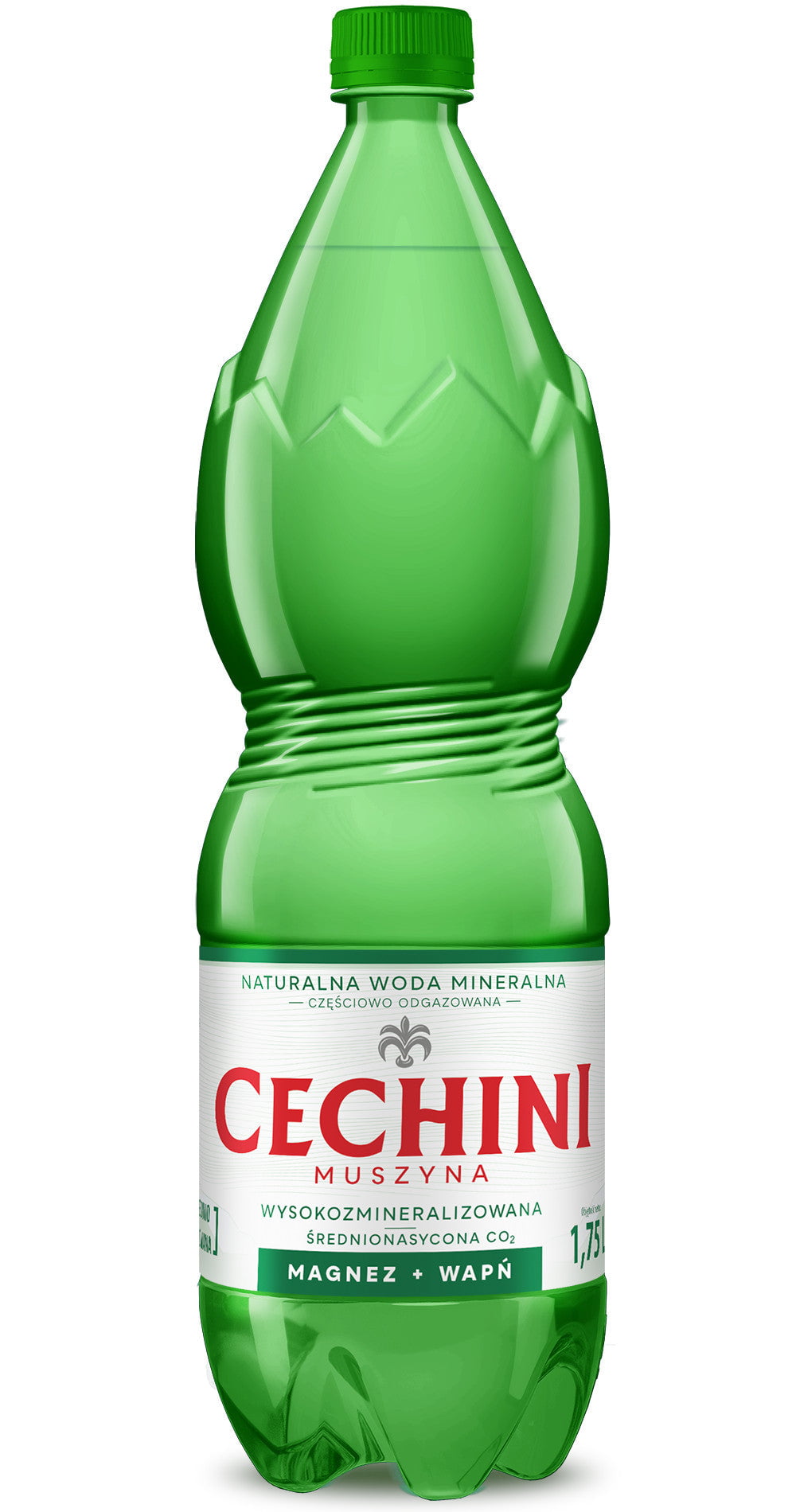 Produkt CECHINI MUSZYNA Woda wysokomineralizowana Woda średnionasycona CECHINI MUSZYNA wysokozmineralizowana 1,75l 004802