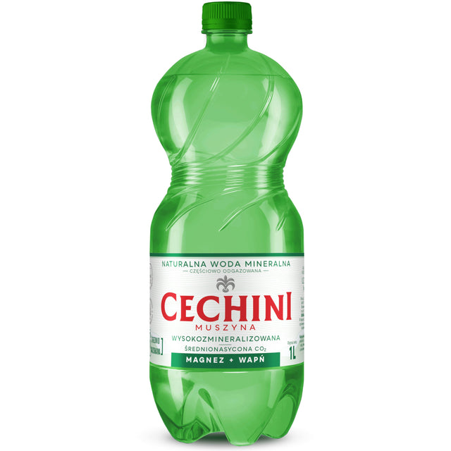 Produkt CECHINI MUSZYNA Woda wysokomineralizowana Woda średnionasycona CECHINI MUSZYNA wysokozmineralizowana 1l 004797