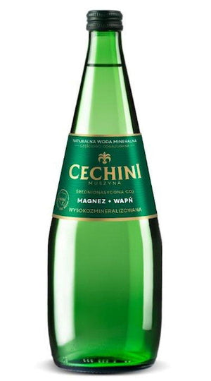 Produkt CECHINI MUSZYNA Woda wysokomineralizowana Woda średnionasycona CECHINI MUSZYNA wysokozmineralizowana - szklana 0,7l 004799