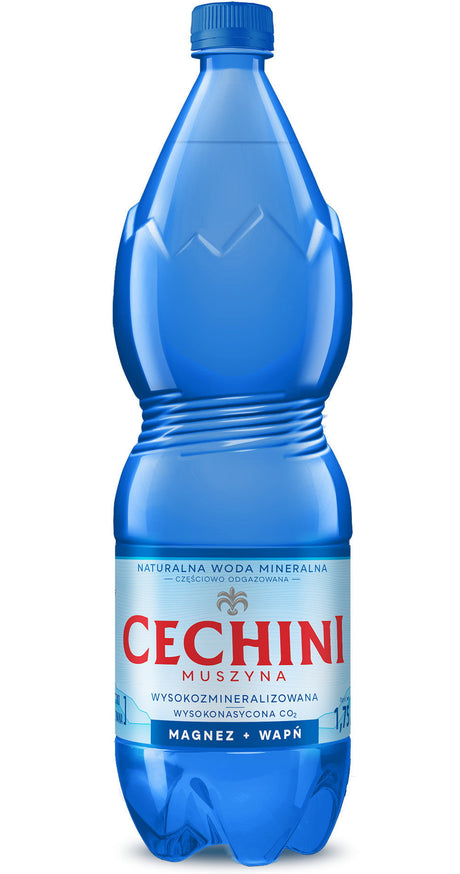 Produkt CECHINI MUSZYNA Woda wysokomineralizowana Woda wysokonasycona CECHINI MUSZYNA wysokozmineralizowana 1,75l 004805