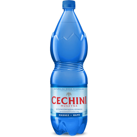 Produkt CECHINI MUSZYNA Woda wysokomineralizowana Woda wysokonasycona CECHINI MUSZYNA wysokozmineralizowana 1,75l 004805