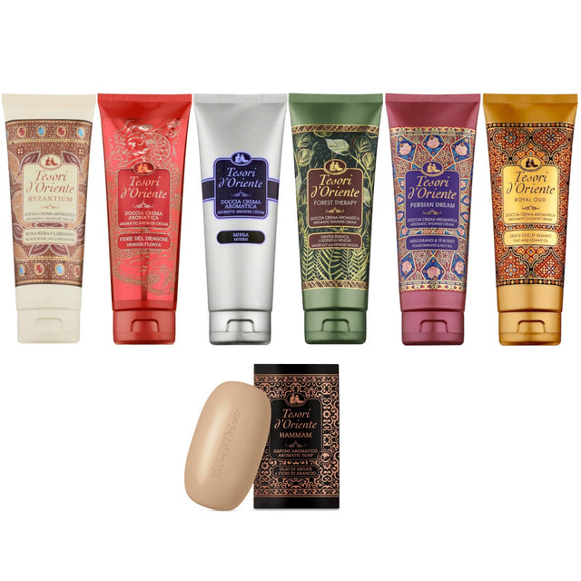 Produkt TESORI D'ORIENTE Żele pod prysznic Zestaw żel pod prysznic TESORI D'ORIENTE MIX 6x 250ml + Mydełko GRATIS Z00984