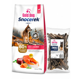 Produkt GOLD DOG Zestaw dla psa GOLD DOG Snocerek Karma sucha 15kg + Żwacz 1kg Z01028