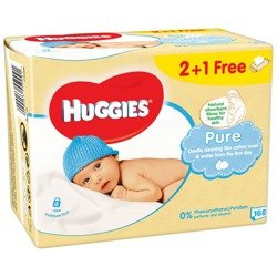 Chusteczki nawilżane HUGGIES Pure 2+1 (3 x 56 szt.)